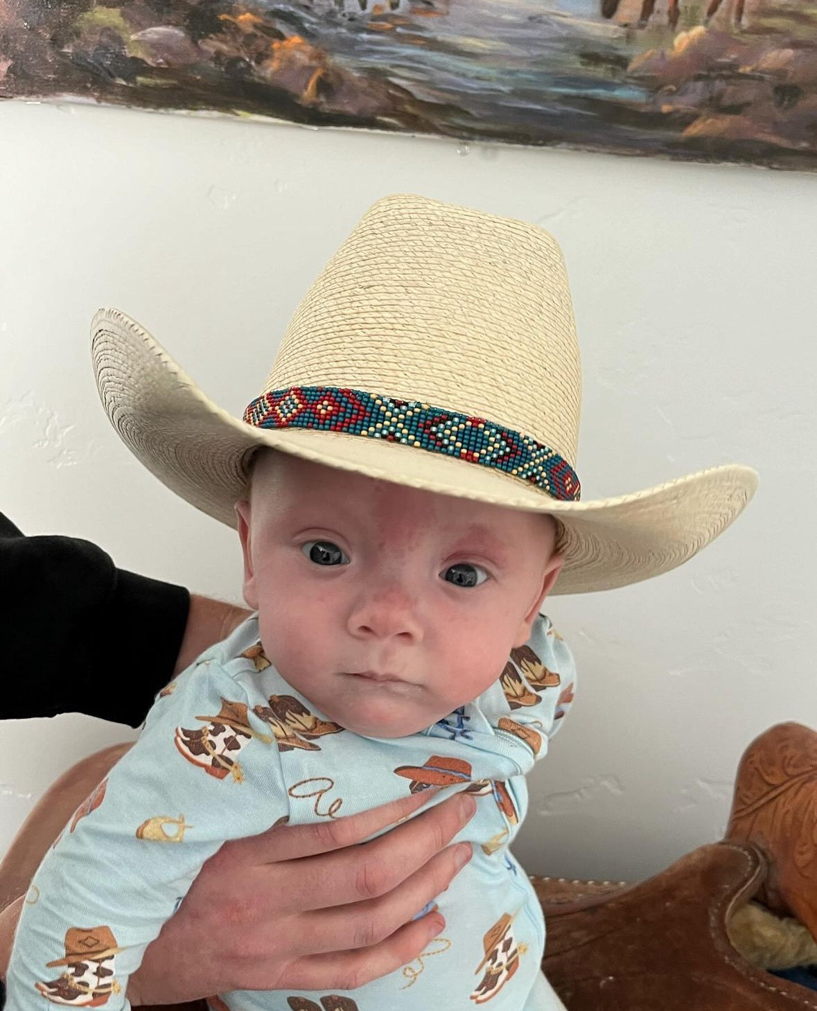 Infant Size CowboyHat & Customizable Beaded Band