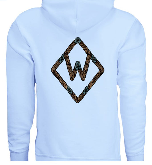 Light Blue Tooled Leather Brand Hoodie